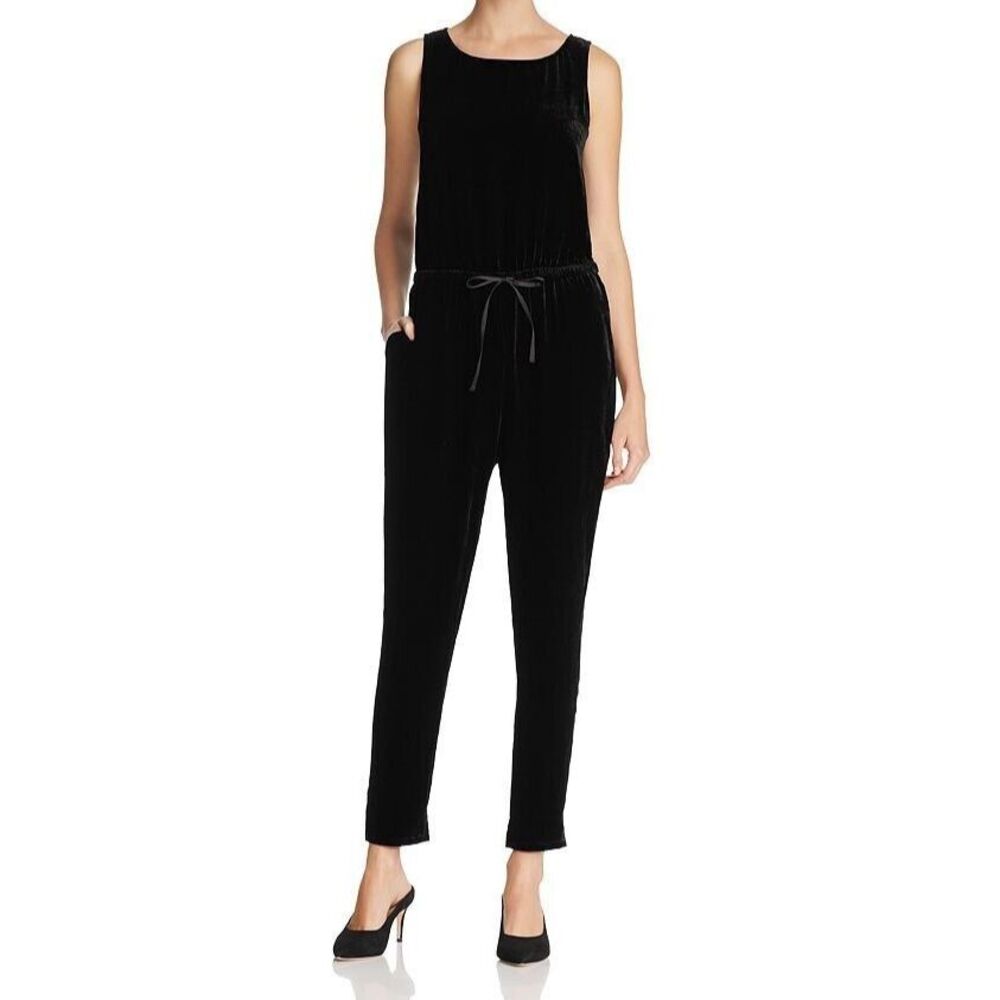 Eileen Fisher Slouchy Velvet Jumpsuit Women S EUC $388‎ Rayon Silk Sleeveless